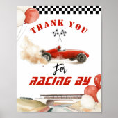 Bedankt voor het racen met een rode raceauto Verja Poster (Voorkant)