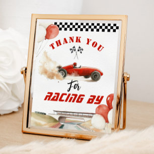 Bedankt voor het racen met een rode raceauto Verja Poster