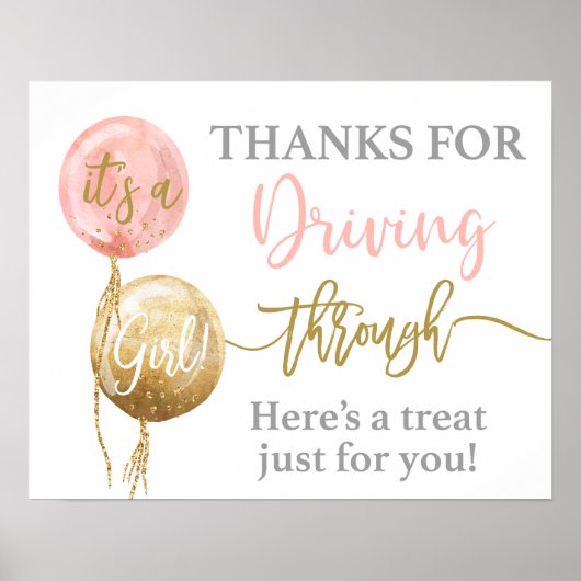 Bedankt voor het rijden door een baby shower meisj poster (Voorkant)