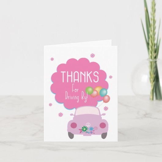 Bedankt voor het rijden met een roze auto kaart (Voorkant)