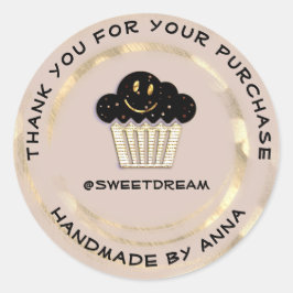 Bedankt voor het Roos Chocolate Muffin Kraft Smile Ronde Sticker