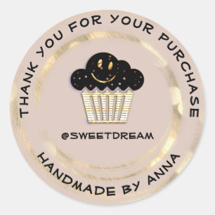 Bedankt voor het Roos Chocolate Muffin Kraft Smile Ronde Sticker