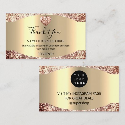 Bedankt voor het Roos Code Logo HARDkorting AANKOP Visitekaartje (Voorkant / Achterkant)