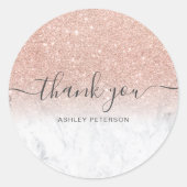 Bedankt voor het script marmer roos gold glitter o ronde sticker (Voorkant)