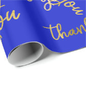 Bedankt voor het script Mermaid Gold Favor Blue Cadeaupapier (Rol Hoek)