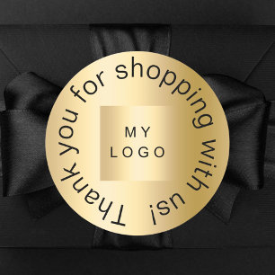Bedankt voor het shoppen van business logo gold ronde sticker