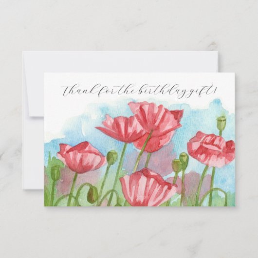 Bedankt voor het verjaardagscadeau Poppies (Voorkant)