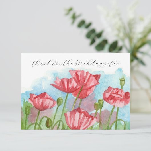Bedankt voor het verjaardagscadeau Poppies (Staand voorkant)