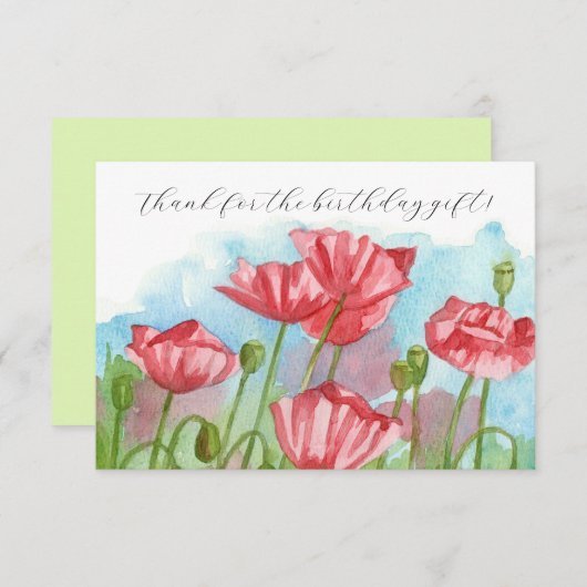 Bedankt voor het verjaardagscadeau Poppies (Voorkant / Achterkant)