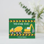 Bedankt voor het verjaardagsfeestje van de bouwtru briefkaart (Staand voorkant)