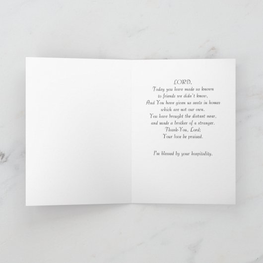 Bedankt voor het verwelkomen van mij in uw huis kaart (Binnen)