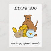 Bedankt voor het verzorgen van de huisdieren briefkaart (Voorkant)