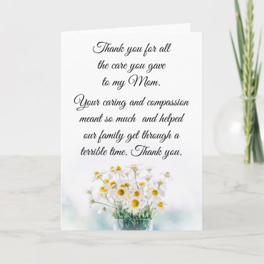 Bedankt voor het verzorgen van mijn moeder verplee kaart (Voorkant)