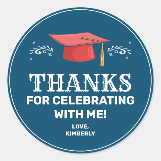 Bedankt voor het vieren met me Afstuderen Ronde Sticker (Voorkant)