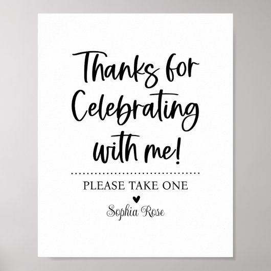 Bedankt voor het vieren met me teken poster (Voorkant)