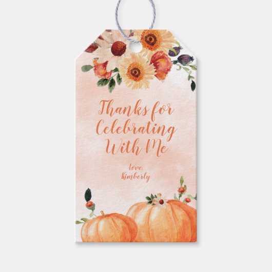 Bedankt voor het vieren met mij Herfst Cadeaulabel (Voorkant)