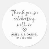 Bedankt voor het vieren met ons gunst ronde sticker (Voorkant)