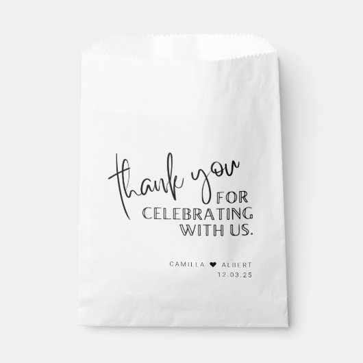 Bedankt voor het vieren met ons huwelijk bedankzakje (Voorkant)