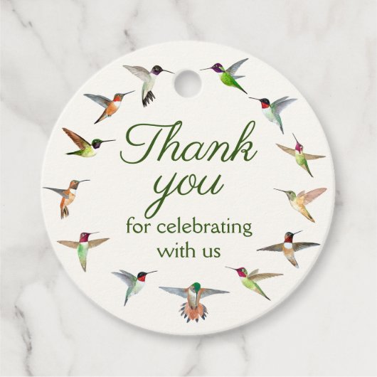 Bedankt voor het vieren met ons kolibrie bedankjes labels (Voorkant)