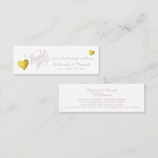 Bedankt voor het vieren met ons, onze bruiloft mini visitekaartje (Voorkant / Achterkant)