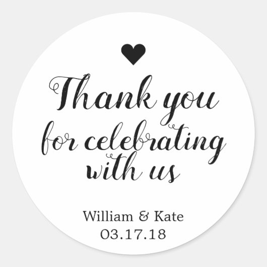 Bedankt voor het vieren met ons ronde sticker (Voorkant)