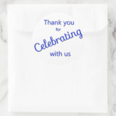 Bedankt voor het vieren met ons Sticker Blue (Tas)
