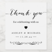 Bedankt voor het vieren met ons Trouwgunst Wijn Etiket (Enkel label)