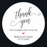 Bedankt voor het vieren met ons, Wedding Ronde Sticker<br><div class="desc">Bedankt voor het vieren met ons,  Wedding Classic ronde Sticker</div>