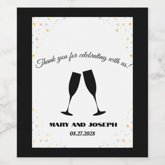 Bedankt voor het vieren met ons wijnfles wijn etiket (Enkel label)