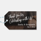 Bedankt voor het vieren met ons Wooden Barrel Cadeaulabel (Achterkant Horizontaal)