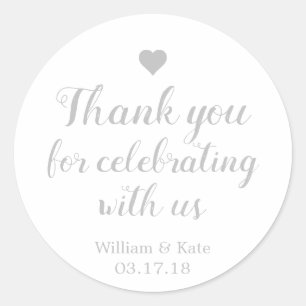 Bedankt voor het vieren met ons zilver ronde sticker
