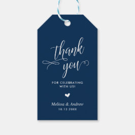 Bedankt voor het vieren, Navy Blue, Bruiloft Cadeaulabel