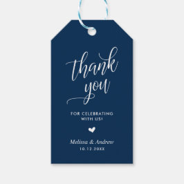 Bedankt voor het vieren, Navy Blue, Bruiloft Cadeaulabel