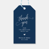 Bedankt voor het vieren, Navy Blue, Bruiloft Cadeaulabel (Voorkant)
