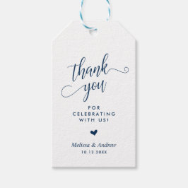 Bedankt voor het vieren, Navy Blue, Bruiloft Cadeaulabel