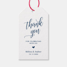 Bedankt voor het vieren, Navy Blue, Bruiloft Cadeaulabel