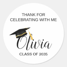 Bedankt voor het vieren van de afstudeerfeestgunst ronde sticker