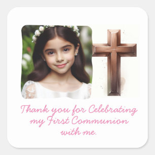 Bedankt voor het vieren van mijn eerste communie vierkante sticker