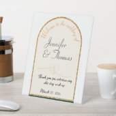 Bedankt voor het vieren van onze bruiloft/gouden r reclamebord met voetstuk (Insitu)