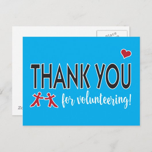 Bedankt voor het vrijwilligerswerk met het hart briefkaart (Voorkant / Achterkant)