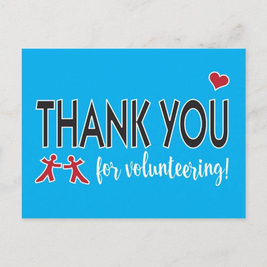Bedankt voor het vrijwilligerswerk met het hart briefkaart (Voorkant)