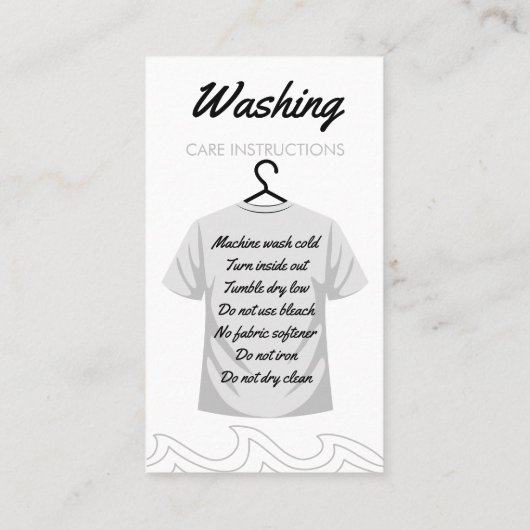 Bedankt voor het wassen van de zorginstructies visitekaartje (Achterkant)