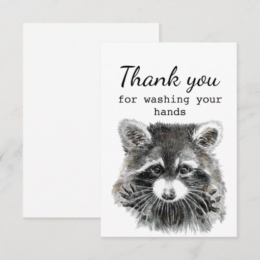 Bedankt voor het wassen van je handen Leuk Wasbeer (Voorkant / Achterkant)