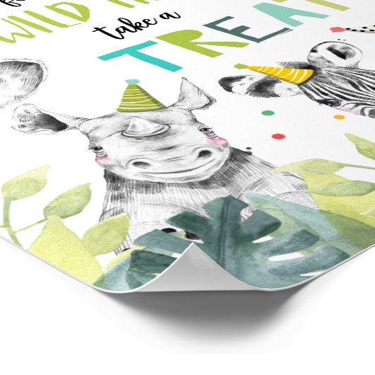 Bedankt voor het Wilde Time Treat Safari Boy Birth Poster (Hoek)