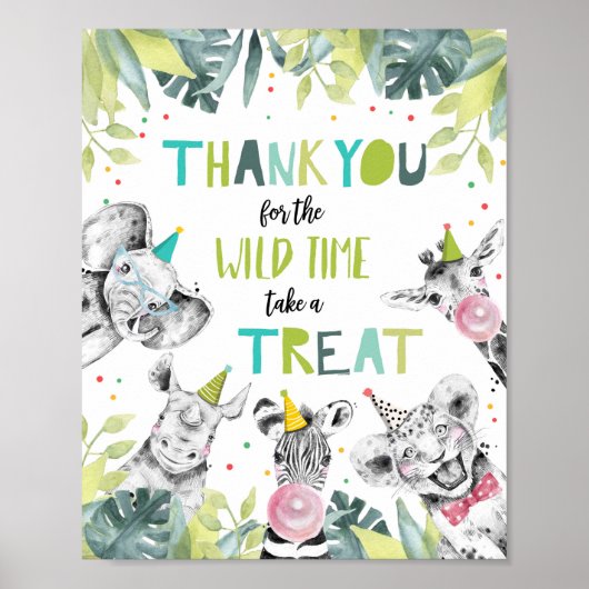 Bedankt voor het Wilde Time Treat Safari Boy Birth Poster (Voorkant)