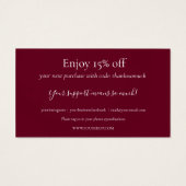 Bedankt voor het winkelen Burgundy Kortingkaart Visitekaartje (Achterkant)