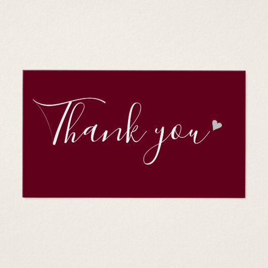 Bedankt voor het winkelen Burgundy Kortingkaart Visitekaartje (Voorkant)