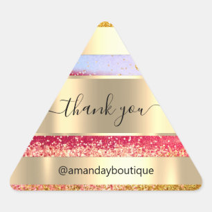 Bedankt voor het winkelen Custom Glitter Gold Tria Sticker