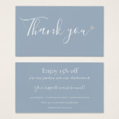 Bedankt voor het winkelen Dusty Blue Korting Kaart (Voorkant /achterkant)