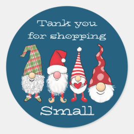 Bedankt voor het winkelen Kleine kerst kabouters Ronde Sticker